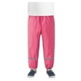 thumbnail image 4 of Children Boys Girls Rain Pants Reflective Stripe Waterproof Windproof Elastic Waist Rain Wear For Outdoor Activities,Hot Pink,110-116, 4 of 7