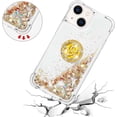 thumbnail image 5 of Glitter Clear Sparkly Bling Case for Apple iPhone 15, Flowing Liquid Quicksand Cover with Diamond Ring Holder Case for iPhone 15  Gold, 5 of 14