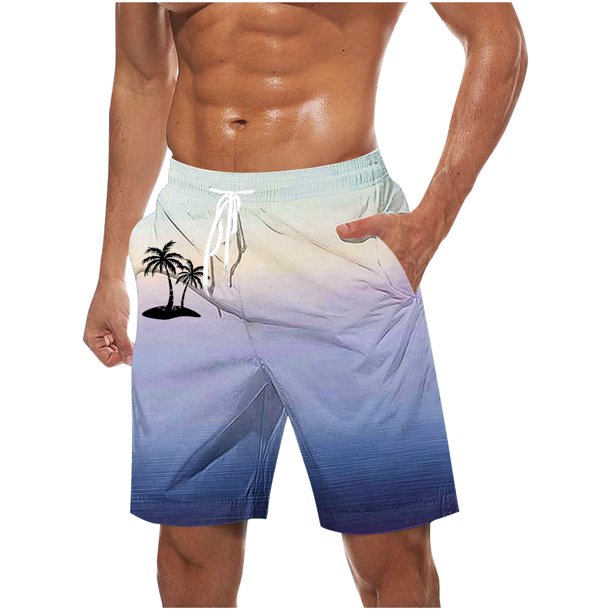 Pantalones Cortos Casuales para Hombre Imprimir con Bolsillos Pantalones de Playa de Cintura Elástica, Pantalones Cortos de Cintura Elástica para Hombre