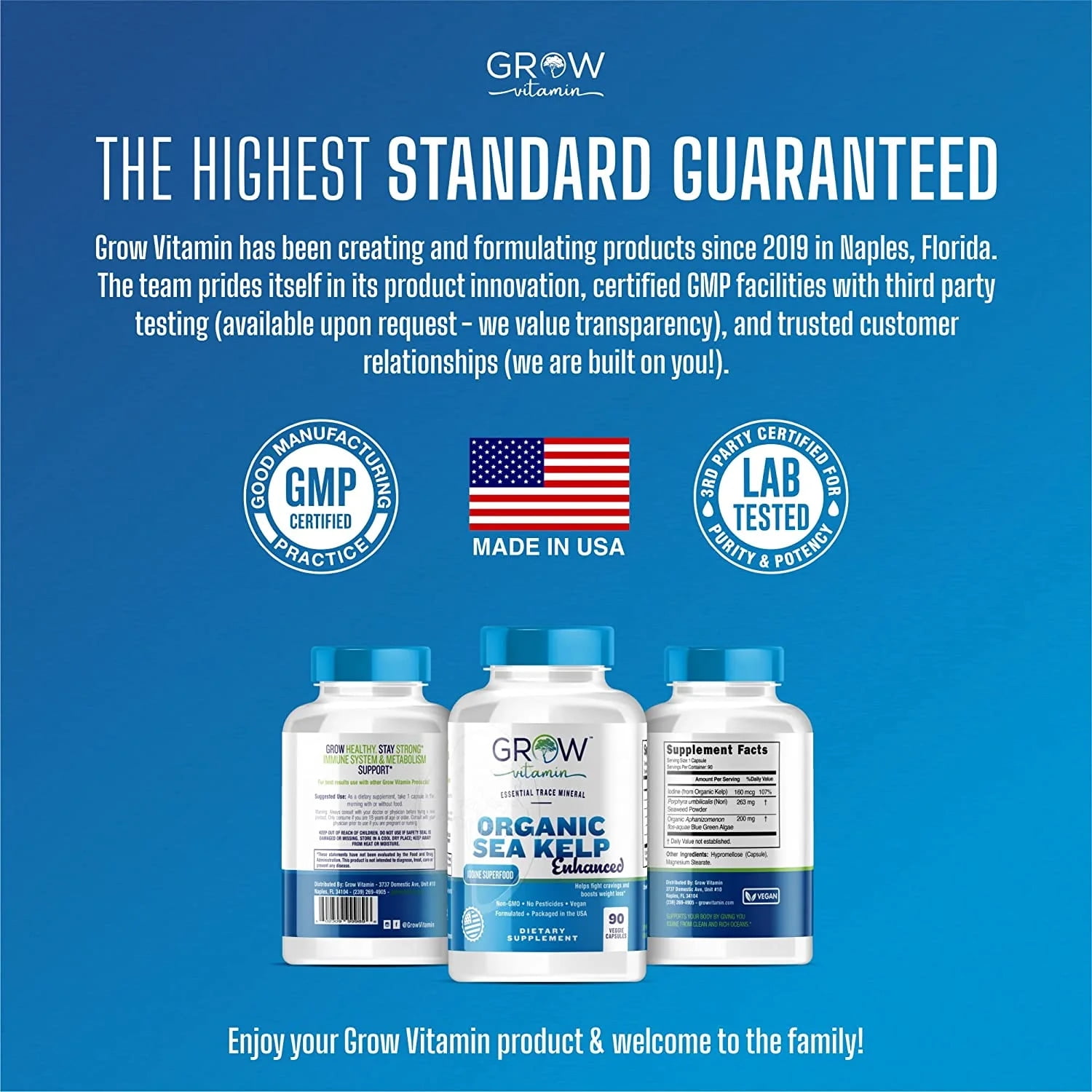 Organic Sea Kelp (Icelandic) Enhanced - Pure Healthy Thyroid Support Natural Iodine Supplement w/Organic Sea Kelp, Blue-Green Algae Red Algae - Immune System Metabolism Support - 90 Capsules