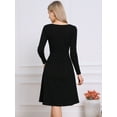 thumbnail image 3 of DARING DIVA Knit Long Sleeve Crew Neck High Waist A-Line Midi Dress XS Black, 3 of 6