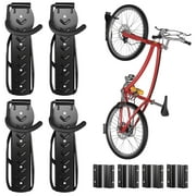 Bike Rack Hook Wall-Mount Bike Hanger with Tire Tray for Garage Storage 4-Pack Easily Hang/Detach Storage System for Indoor