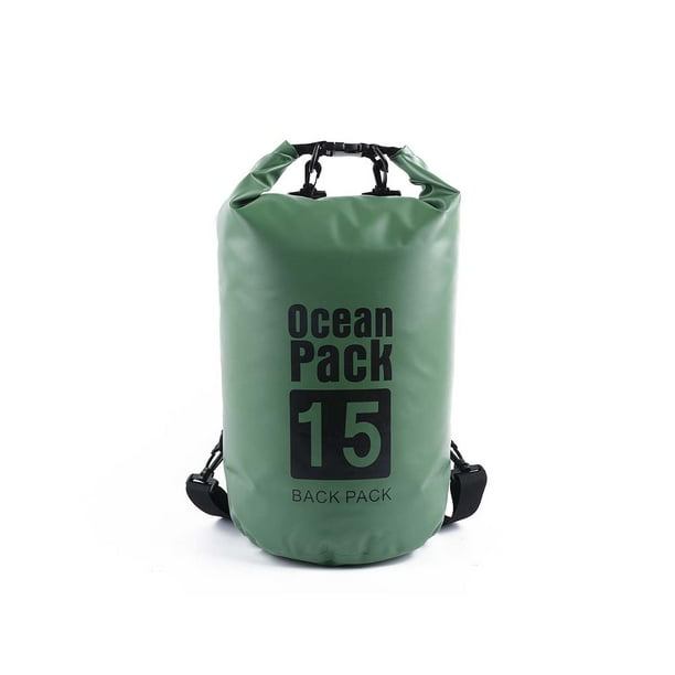 Eigraketly Bolsas impermeables Mochila multifuncional para exteriores Equipo de gran capacidad Bolsa plegable para kayak Rafting Piscina Deportes Deportes acuáticos Verde oscuro 20L Hombros