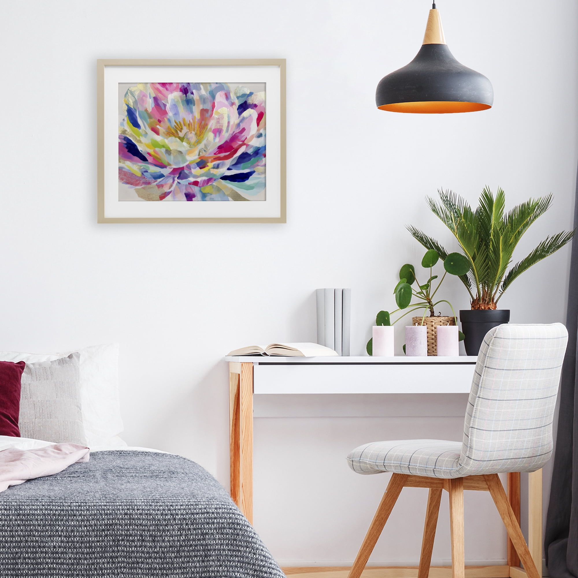 Stupell Industries Dahlia in Pink & Blue Birch Framed Print Under Glass, design by Chromatic Storm Studio