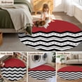 thumbnail image 6 of Round Area Rug 4ft, Abstract Geometric Waves Stripe Non-Slip Non-Shedding Floor Mat, Simple Red Stripes Washable Sturdy Carpet for Living Room Bedroom Home Decor, 6 of 9
