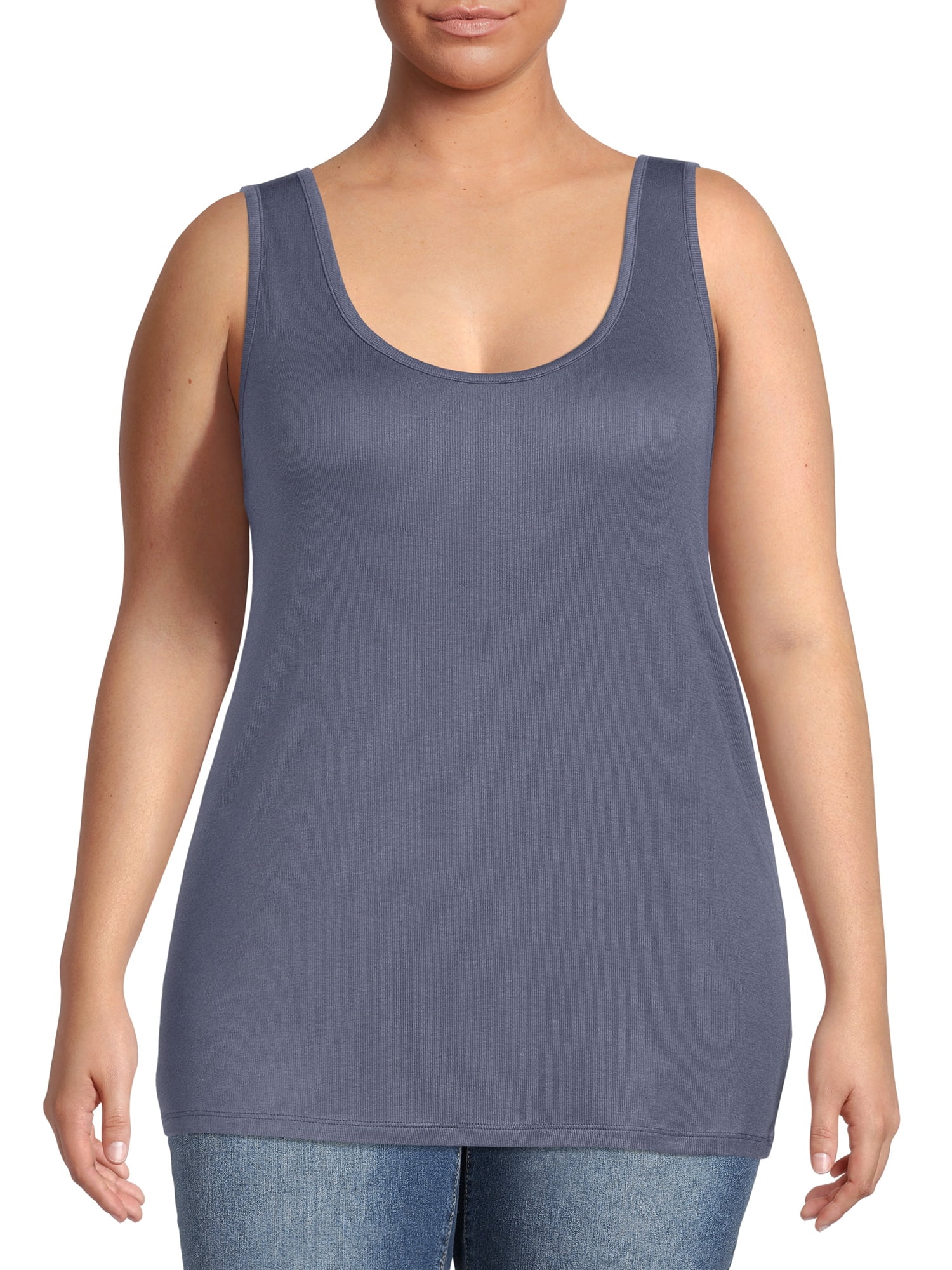 Terra & Sky Women's Plus Size Everyday Essential Layering Tank Top, 2-Pack