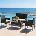 thumbnail image 2 of Gianna 4-Piece Patio Furniture Set, Outdoor Wicker Rattan Chairs with Removable Cushion & Glass Table, Conversation Furniture for Porch, Garden, Backyard, Poolside - Black, 2 of 6
