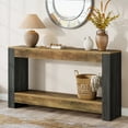 thumbnail image 1 of 63-Inch Long Console Table for Entryway, Farmhouse Wood Sofa Table Behind Couch, Rustic Brown & Black, 1 of 7