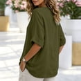 thumbnail image 6 of Tops for Women Casual 100% Cotton V-Neck Button Five-Quarter Sleeve Top, 6 of 8