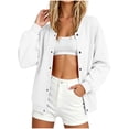 thumbnail image 6 of Brnmyaeo Bomber Jacket for Women Casual Button Down Varsity Jackets with Pockets Fall Fashion Oversized Long Sleeve Fleece School Athletic Shackets, 6 of 8