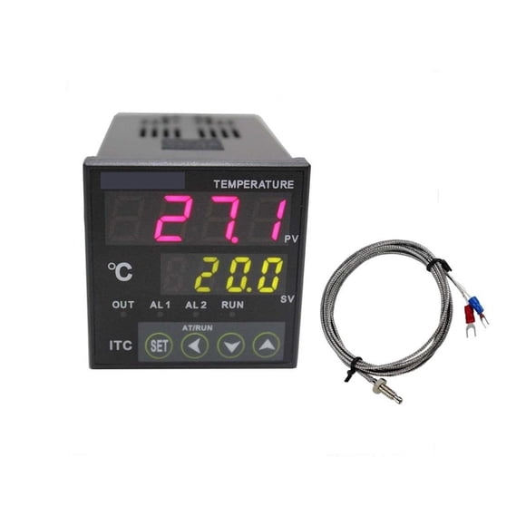 AC 100 - 220 ITC-100VH Digital PID Thermostat Temperature Controller, DA 40A SSR, Black Heat Sink With K Thermocouple ,Install Easy