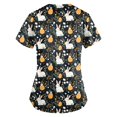 thumbnail image 2 of Printed Scrubs For Women，Scrubs for Women 2026 Easter Bunny Eggs Print Tops for Women V Neck Stretchy Short Sleeve Nursing Shirts with Pockets，Dark Green，XXXXXL, 2 of 3