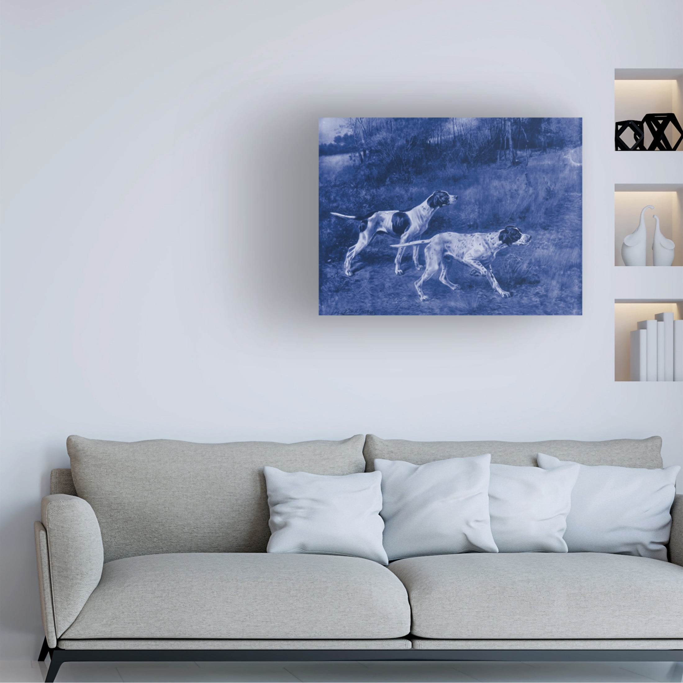 Canvas Wall Art - Vision Studio 'Antique Blue Dogs III' Wall Art for Living Room, Bedroom, or Office Décor by Trademark Fine Art - 19 x 14 Inches