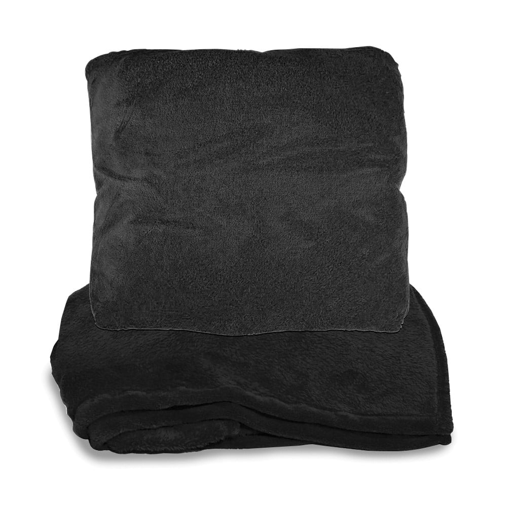 Black Fleece ZipUp Pillow Blanket