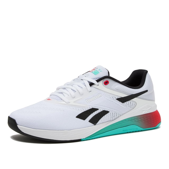 Zapatillas Reebok Nano X5 de entrenamiento cruzado blancas, negras y rojas, talle 5