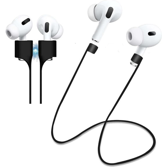 Magnetic Anti-Lost Straps for AirPods Accessory, Colorful Soft Silicone Sports Lanyard.Ultra Strong Cord Anti-Lost Leash Sports String, Neck Rope Cord, for a Sportsman (Black)