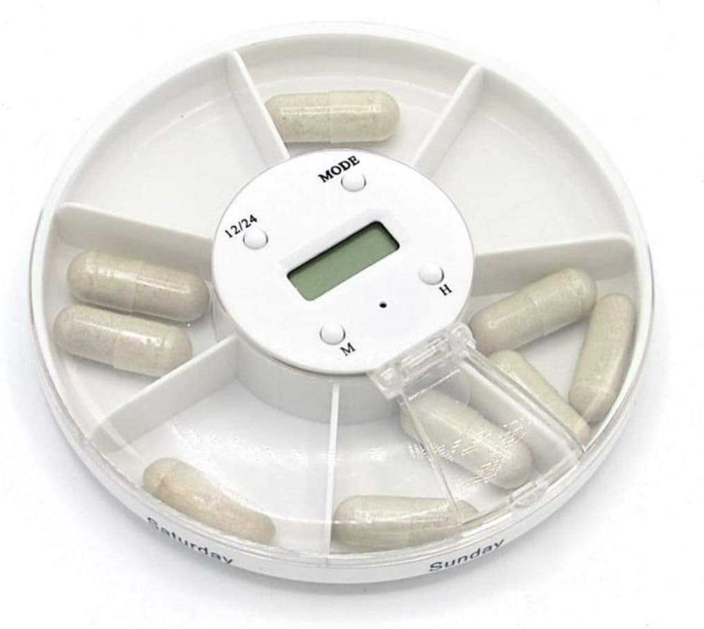 Sectional Vitamin or pill organizer with alarm clock reminder