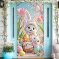 thumbnail image 6 of 1Pc Easter Bunny Wreath And Banner Door Curtain, Festive Spring Easter Decor For Home Entryway, Elevate Living Space With Cute Bunny Egg & Floral Design To Enhance Spring Holiday, 6 of 6