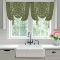 thumbnail image 4 of Japanese Tie Up Curtains for Windows, Adjustable Balloon Window Shades, Green Rustic Retro Pastoral Floral Leaves Kitchen Window Treatments Farmhouse Short Curtains with Rod Pocket 42"x45", 4 of 8