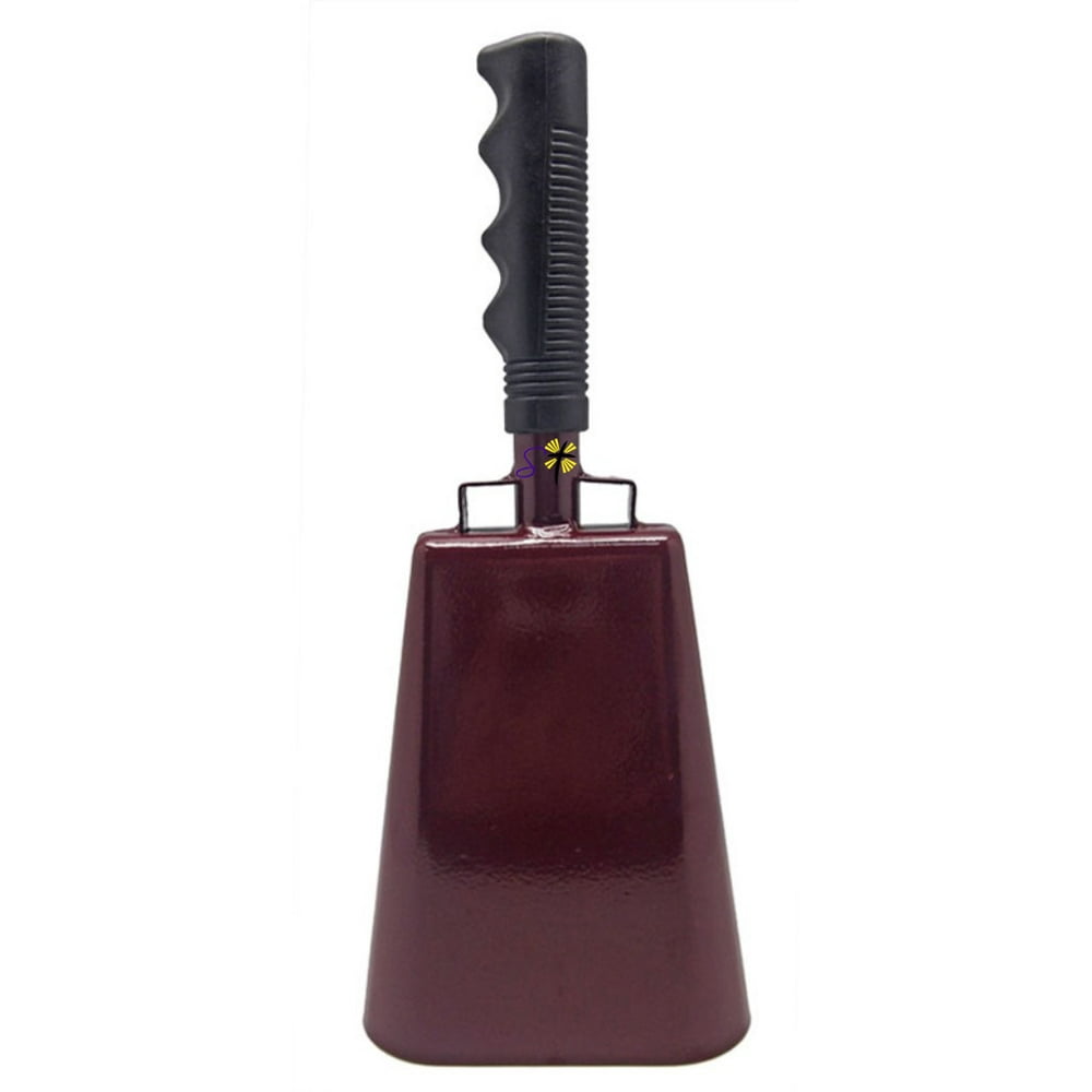 11.2 inch Maroon Bell Black Handle Cowbell with Stick Grip Handle Used