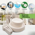 thumbnail image 3 of Biodegradable Paper Plates Set (EXTRA LONG UTENSILS), Disposable Dinnerware Set, Eco Friendly Compostable Plates & Utensil include Plates, Forks, Knives and Spoons for Party, 3 of 7