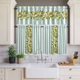 thumbnail image 4 of 3 Piece Kitchen Curtains and Valances Set Aqua Stripes Lemon Cafe Curtains 36 Inch Length Spring Botanical Plant Vertical Line Valance & Tier Curtain for Living Room Bedroom Window 54"x18"+27"x36"*2, 4 of 6