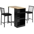 thumbnail image 4 of Patiojoy 3-Piece Counter Table Set Bar Pub Dining Table Set with 3 Side Storage Oak, 4 of 5