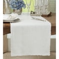 thumbnail image 2 of Saro Lifestyle Fringed Linen Design Stone Washed Runner Ivory, 2 of 5