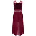 thumbnail image 2 of vastwit Girls Sleeveless Lyrical Dance Dress Lace High Low Skirt Leotard Ballet Modern Contemporary Dancewear Burgundy 6, 2 of 5