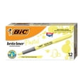 BIC Brite Liner Grip Pastel Highlighters, Chisel Tip, Box of 12 Yellow