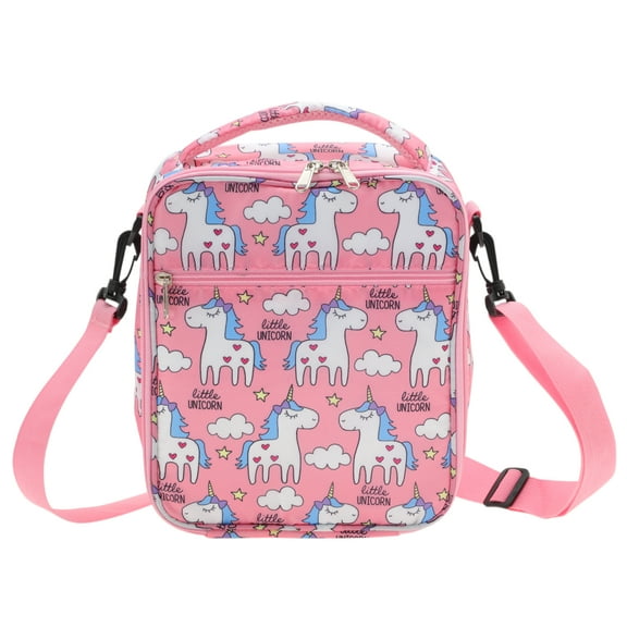 Unique Bargains 1 Pc Portable Lunch Bag with Shoulder Strap Pink