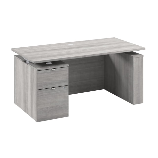 Stratus 60W Standing Desk with File Cabinet in Platinum Gray - Engineered Wood