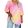 thumbnail image 4 of FNFYFH Plus Size Gaphic T-Shirt for Women Short Sleeve Tie Dye Shirts Summer Crew Neck Basic Tees Oversized T Shirt, 4 of 5