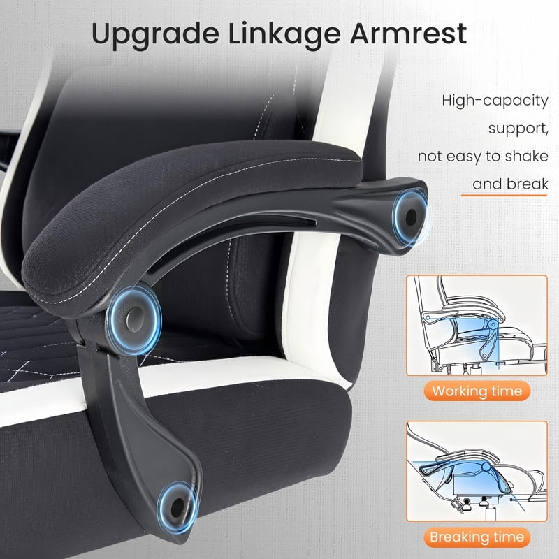 Kelno Ergonomic Gaming Chair with Footrest Lumbar Support Adjustable High Back Swivel Office Chair, Black