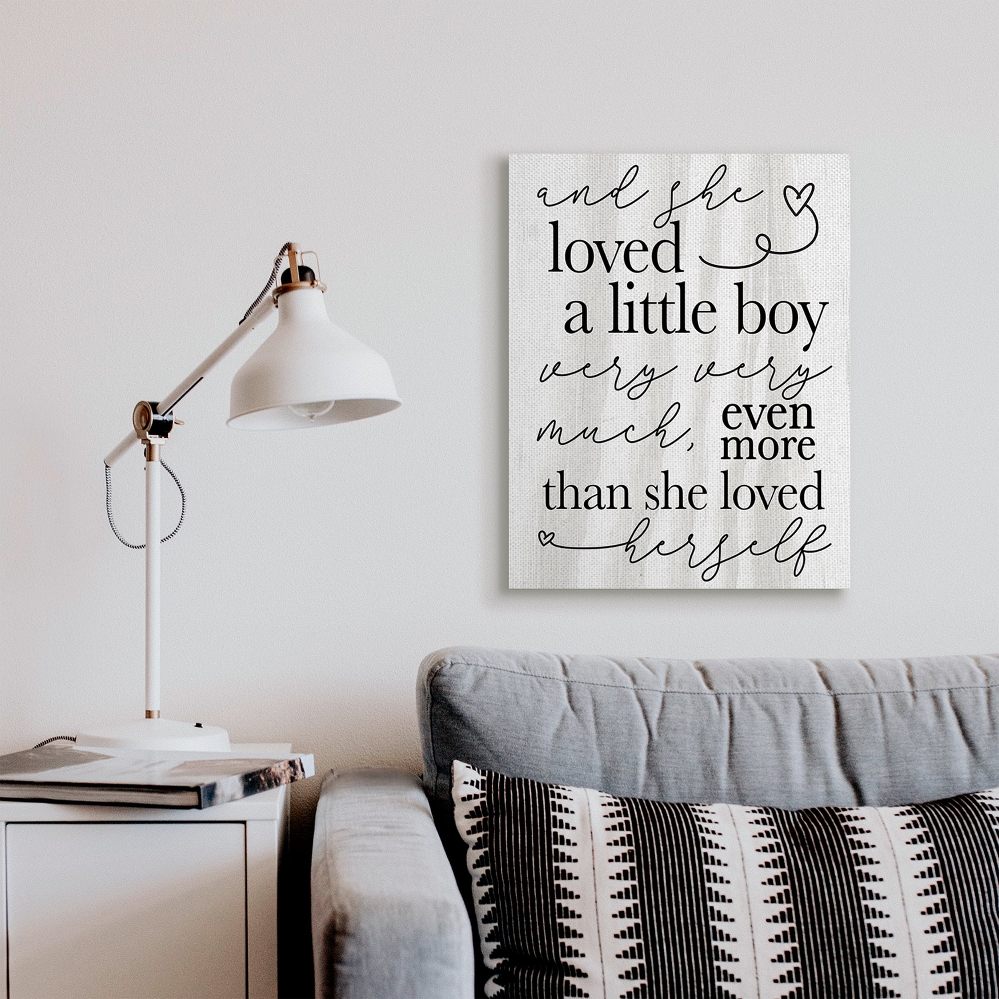 Stupell Industries Loved A Little Boy Phrase Family Home Sentiments Inspirational Painting Gallery Wrapped Canvas Art Print Wall Art, 24 x 30