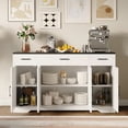 thumbnail image 3 of Buffet Moderne de Style Ferme à 4 Portes avec Rangement, Tiroir de Cuisine et Étagère Réglable, Armoire de Bar à Café, Armoire de Rangement pour Cuisine, Salle à Manger, 3 of 9