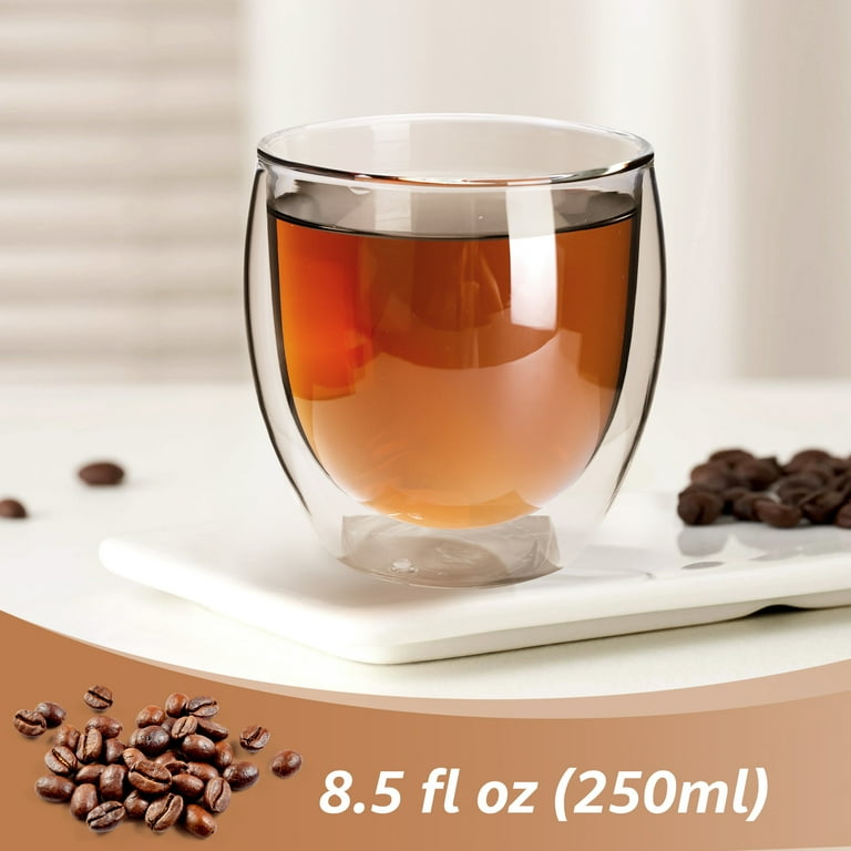 Calenzana Double Walled Glass Coffee Mugs Set of 2, 8.5oz, Borosilicate  Insulated Cups - Walmart.com