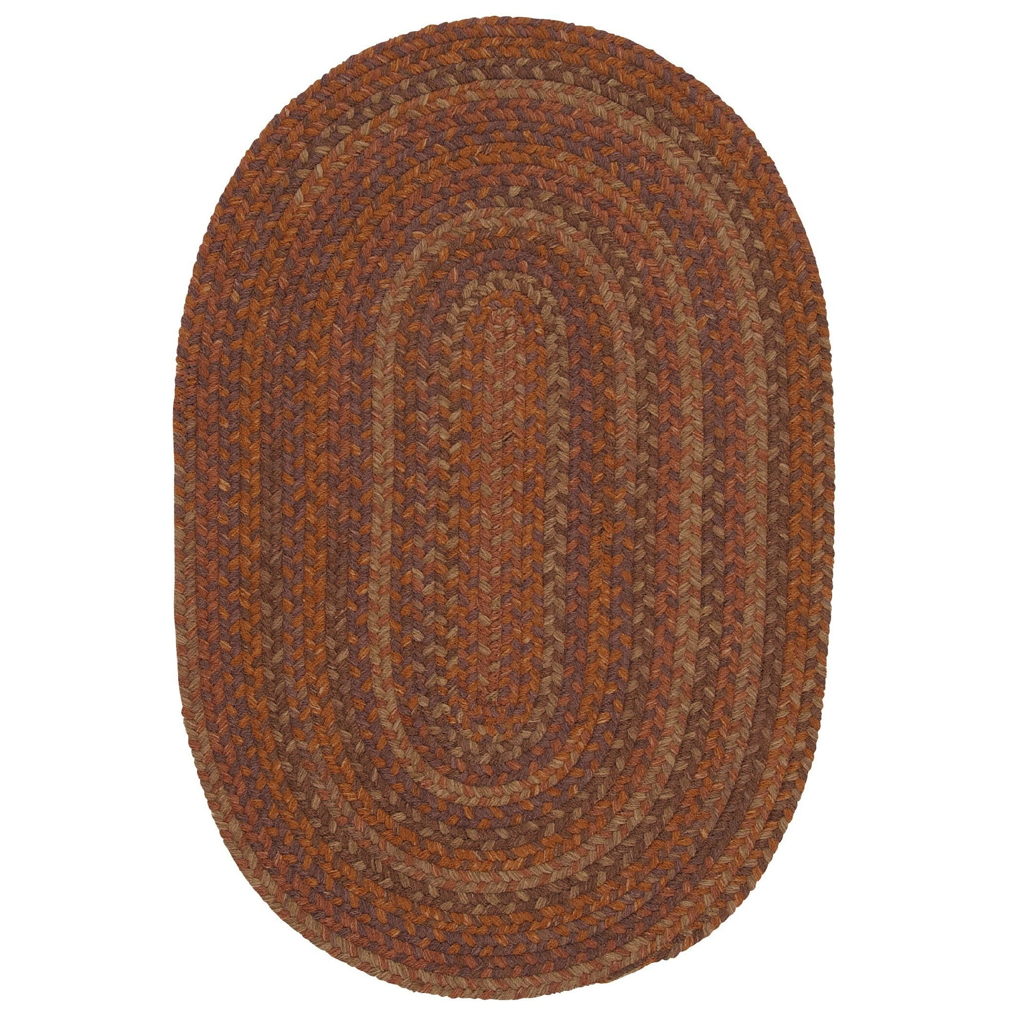6' x 9' Orange and Brown Braided Oval Area Throw Rug