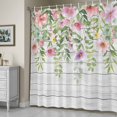 thumbnail image 5 of Spring Pink Flower Shower Curtain, Eucalyptus Leaf Wildflower Wood Grain Waterproof Shower Curtain Set with 12 Hooks Lightweight Bath Curtains Fabric Bathroom Decor 60x72 Inches, 5 of 9