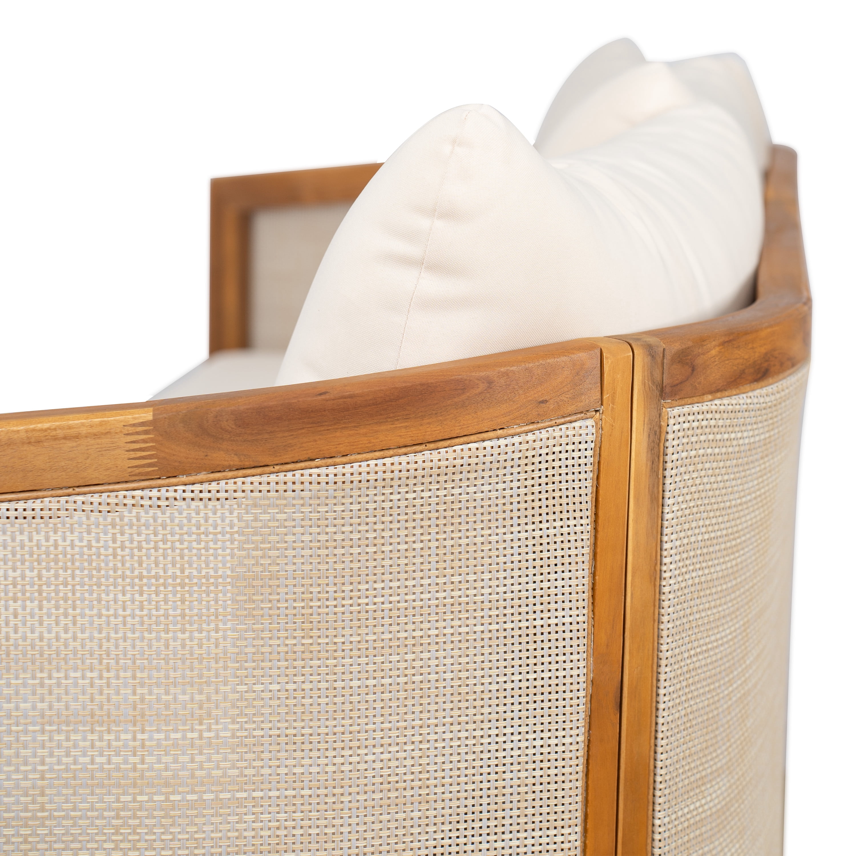 Euroco 3 Seater Outdoor Sofa Couch,Acacia Wood Patio Sofa Furniture with Cushions and Deep Seat for Garden Backyard Porch,Beige