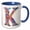 Blue/White, variant on 3drose, Colorful Monogram Letter K, 11oz Two-tone Black Mug