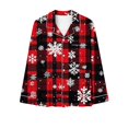 thumbnail image 5 of Feancey Christmas Pj Set Women Plaid Snowflake Print Sleepwear 2 Piece Comfy Soft Button Button Pajamas Lounge Sets Soft Cute Loungewear Outfits Back to School Prime Sales Multicolor S, 5 of 7
