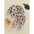 thumbnail image 4 of Toddler Baby Boys Girls Halloween Outfits Pumpkin Boo Long Sleeve Sweatshirt Tops Drawstring Pants Set Fall Winter Clothes, 4 of 8