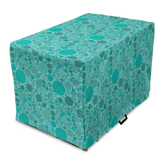 Abstract Dog Crate Cover, Randomly Scattered Circular Blobs in Different Sizes, Easy to Use Pet Kennel Cover Small Dogs Puppies Kittens, 7 Sizes, Dark Seafoam, by Ambesonne