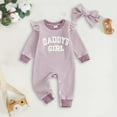 thumbnail image 2 of CAICJ98 Baby Girl Fall Winter Clothes Newborn Going Coming Home Outfit Ruffle Sweater Romper Cute Knitted Jumpsuit for Baby Girl (Purple,3-6 Months), 2 of 4