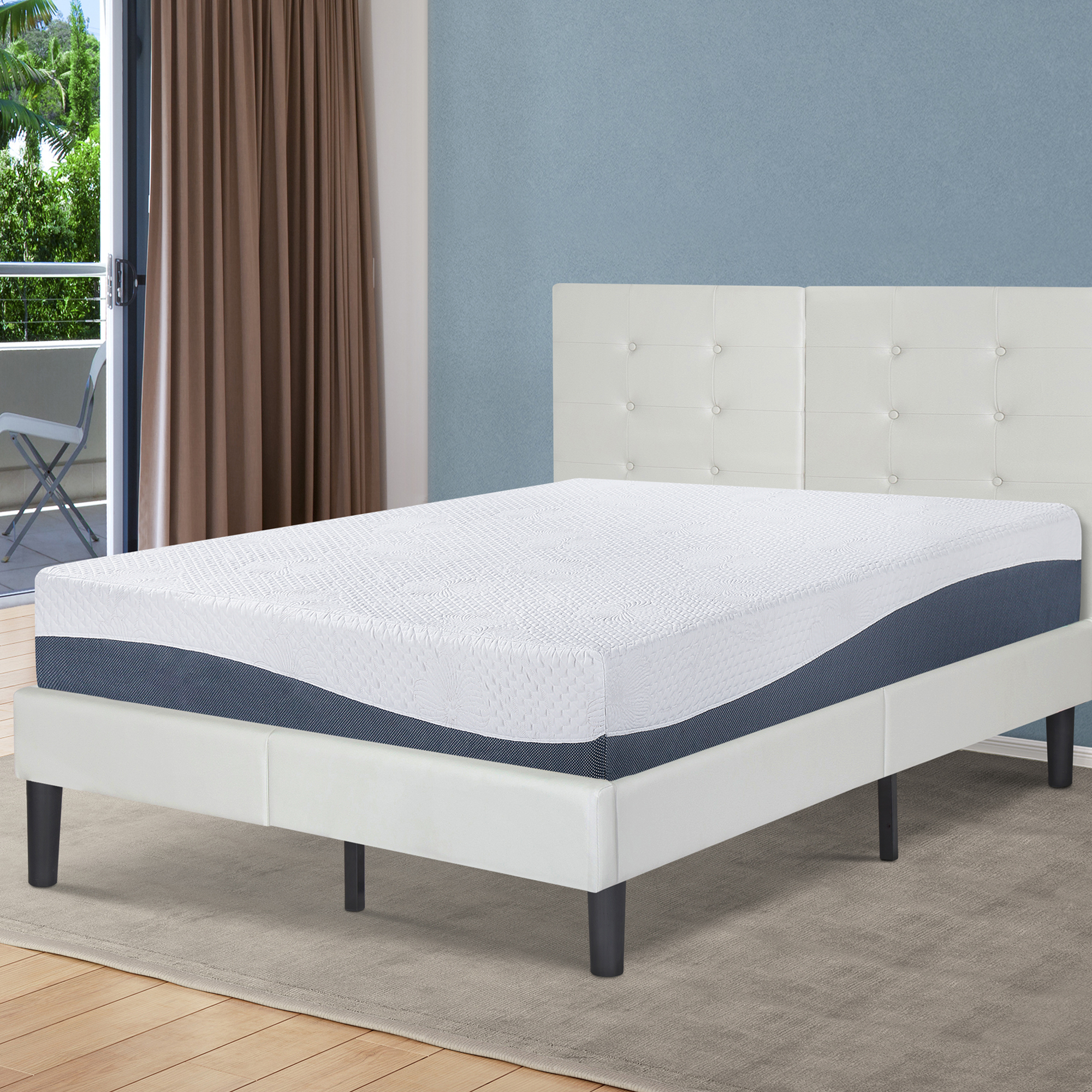 GranRest 10 Inch Aquarius Gel Memory Foam Mattress, Navy, Twin