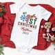 thumbnail image 1 of Monos navideños para bebé con nombre personalizado, ropa para recién nacidos, mono de manga corta personalizado para niños y niñas, trajes de fiesta para bebés, 1 of 5