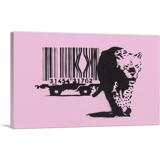 ARTCANVAS Barcode Leopard Canvas Art Print by Banksy - Size: 18" x 12" (0.75" Deep)