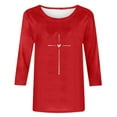 thumbnail image 5 of Pincandy 3/4 Length Sleeve Womens Tops Spring Summer Trendy Shirts Trendy Fashion Crewneck Tops Vacation Travel Clothes Blouse, 5 of 5