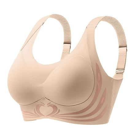 kamemir Sports Bra Full Figure Underwire Women s Front Close Bra Plus Size Seamless Unlined Bra For Large Bust(Beige 3XL)